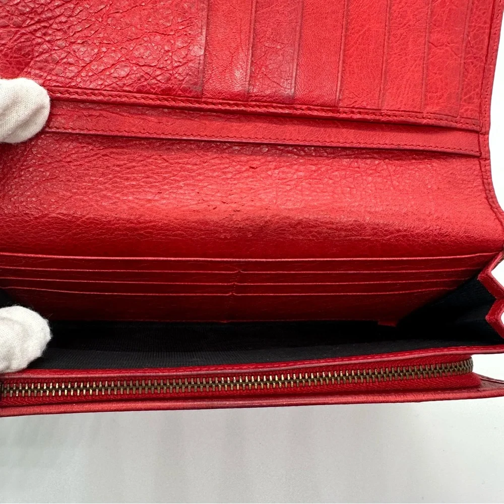 Balenciaga | Red Agneau Classic Hardware Money Long Continental Wallet